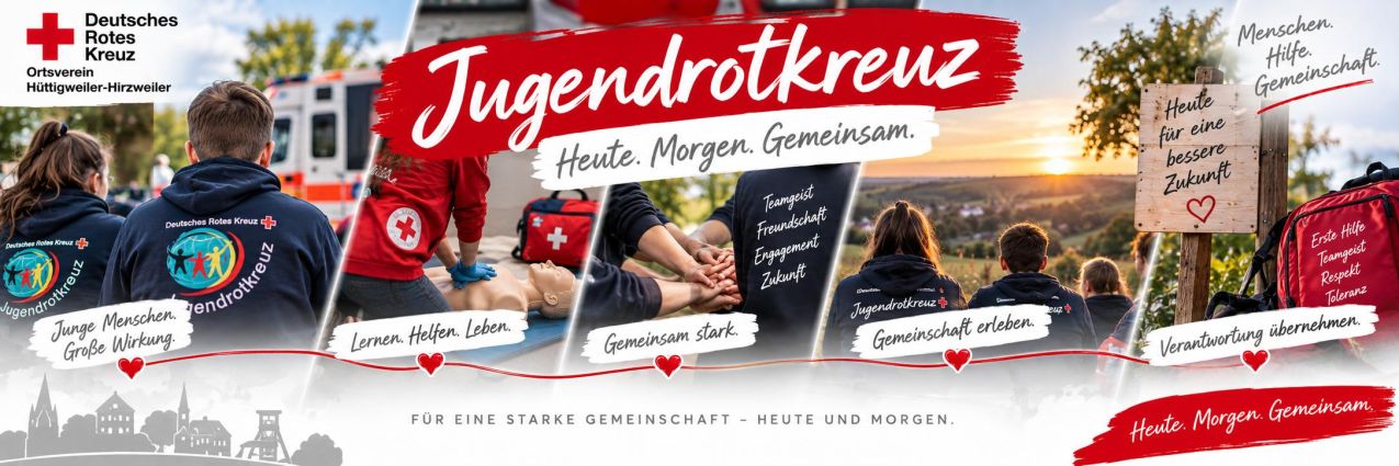 Foto: Mitglieder des Jugendrotkreuzes blicken lachend in die Kamera.